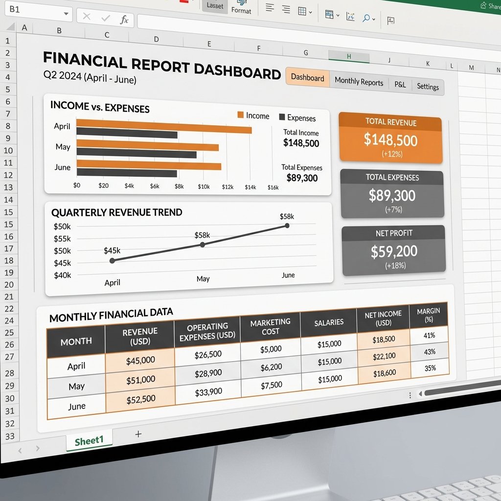 Excel Financial Report Dashboard Template